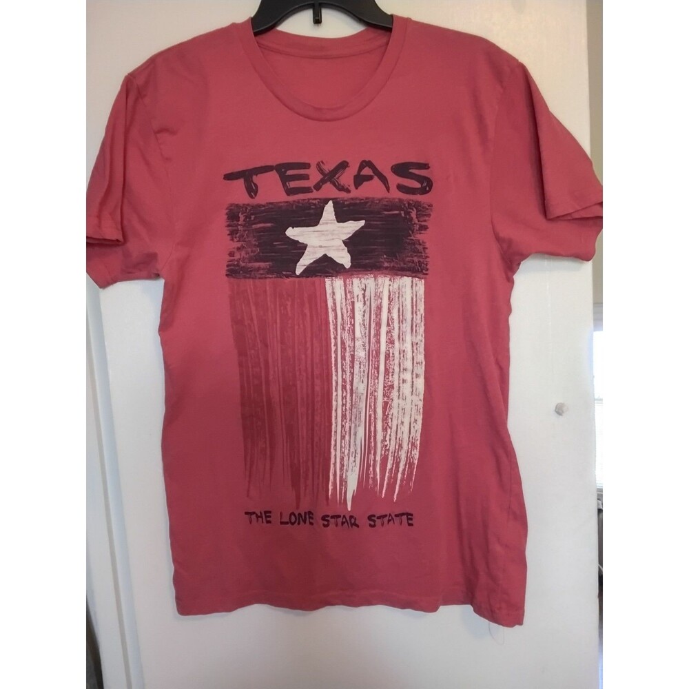 Mens Red Texas The Lone Star State Graphic Crew Neck Short Sleeve T Shirt Size M